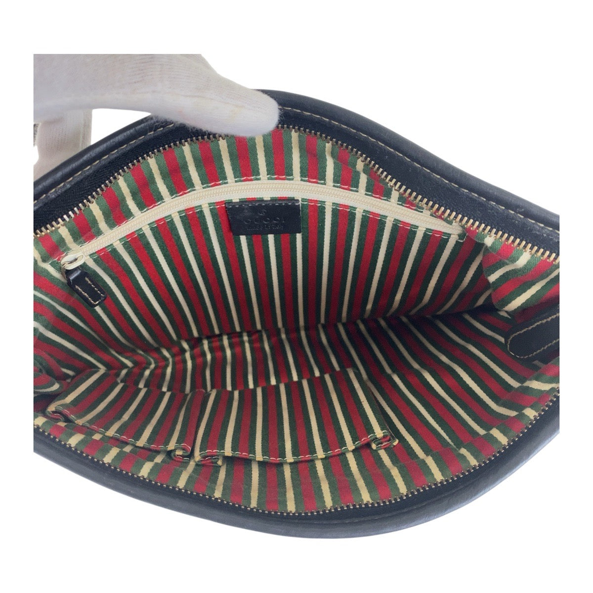 21415
GUCCI グッチ インターロッキング ブラック 黒 マルチカラー ゴールド金具 レザー 169998 斜め掛け ショルダーバッグ レディース AB39