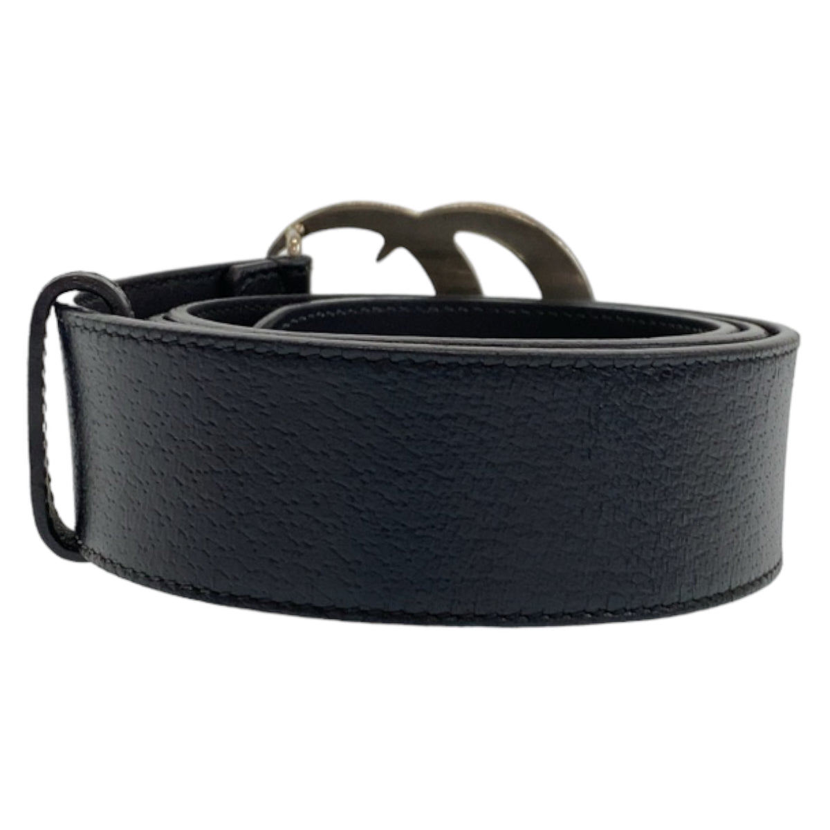 21419
GUCCI グッチ マーモント GGロゴ ブラック 黒 シルバー金具 レザー 525040 ベルト バックル 85cm/34インチ 男女兼用 メンズ AB35