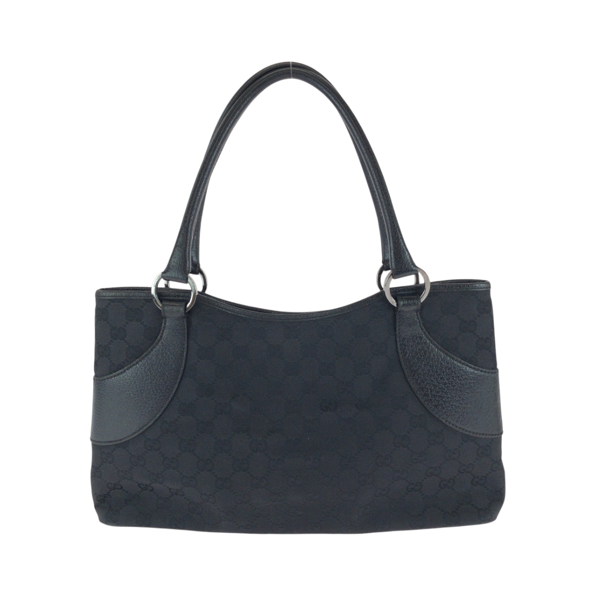 21421
GUCCI グッチ ブラック 黒 シルバー金具 GGキャンバス 113015 トートバッグ ハンドバッグ レディース AB39