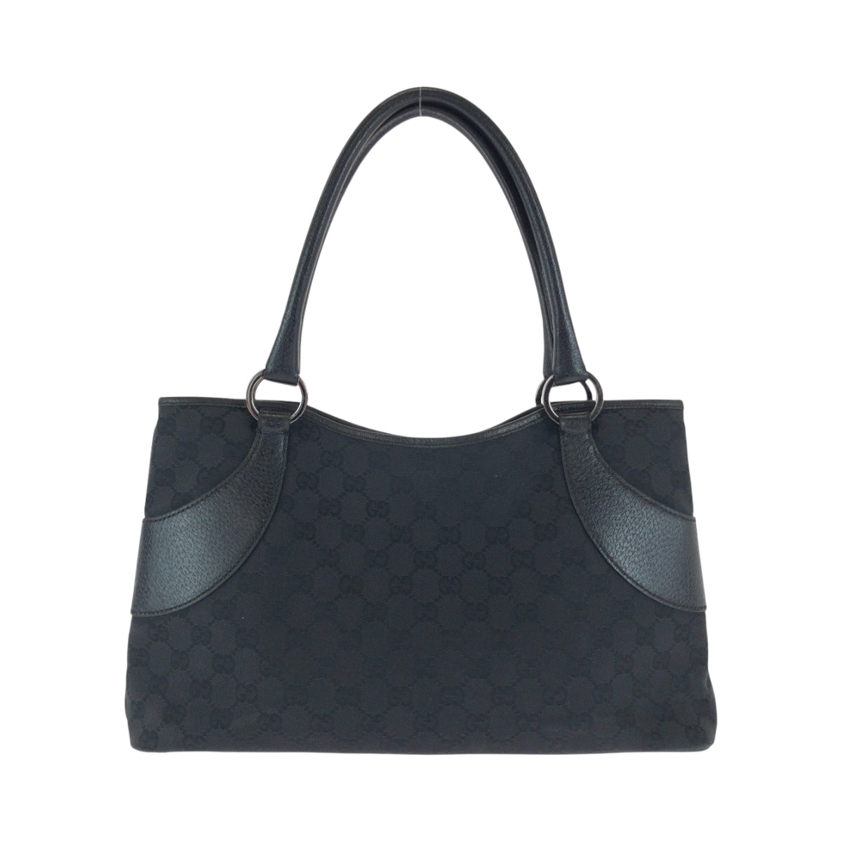 21421
GUCCI グッチ ブラック 黒 シルバー金具 GGキャンバス 113015 トートバッグ ハンドバッグ レディース AB39