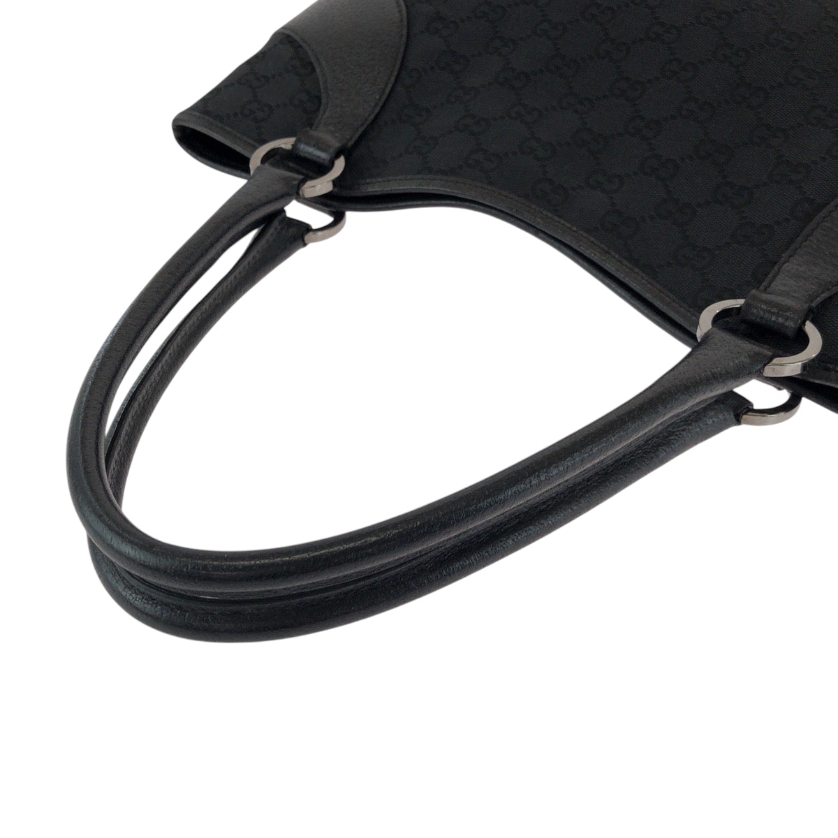 21421
GUCCI グッチ ブラック 黒 シルバー金具 GGキャンバス 113015 トートバッグ ハンドバッグ レディース AB39