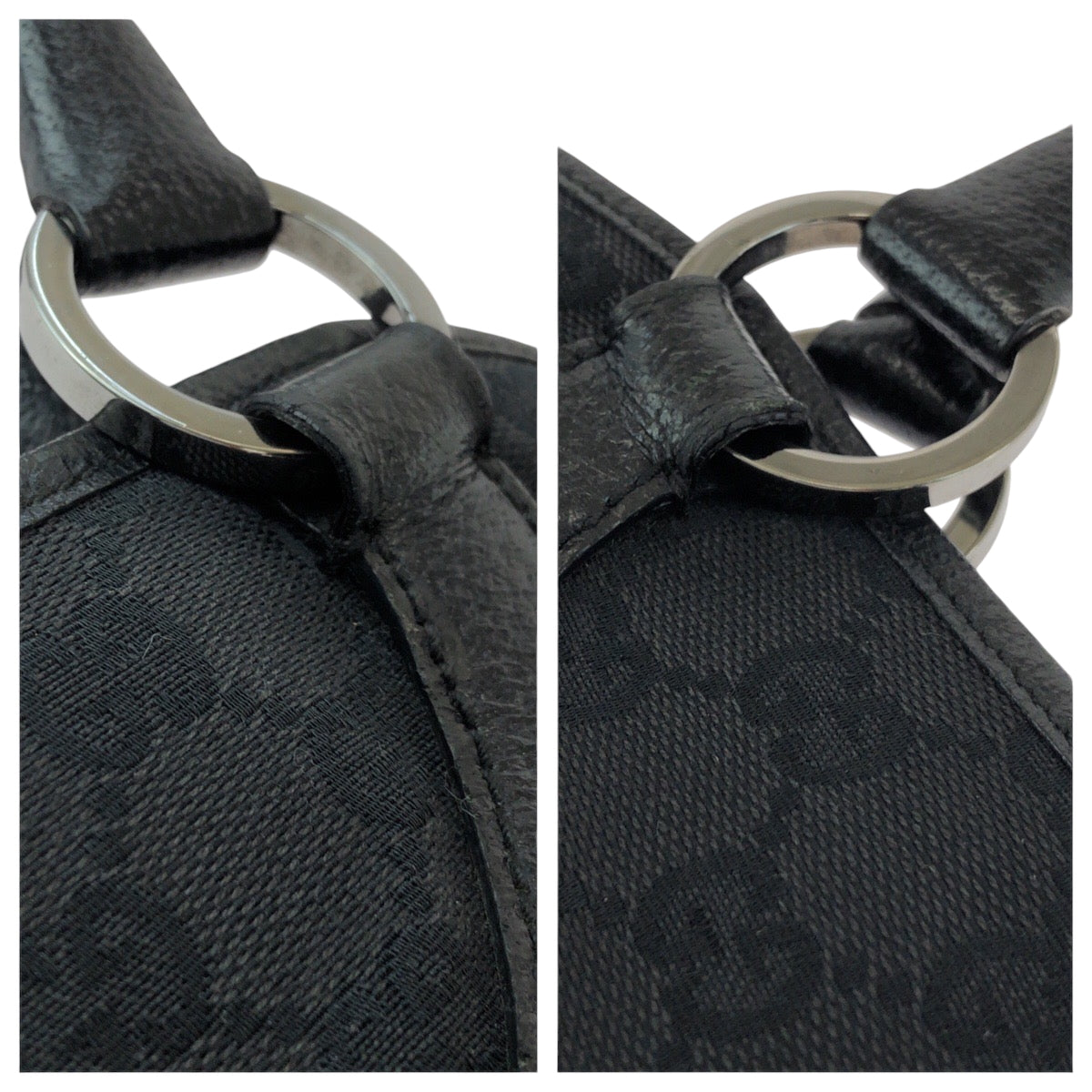 21421
GUCCI グッチ ブラック 黒 シルバー金具 GGキャンバス 113015 トートバッグ ハンドバッグ レディース AB39