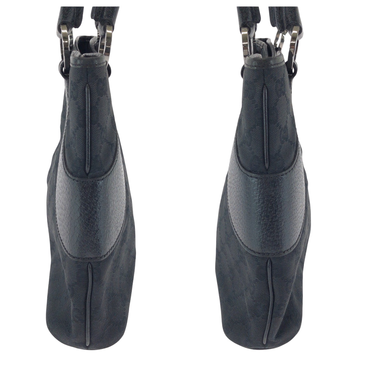 21421
GUCCI グッチ ブラック 黒 シルバー金具 GGキャンバス 113015 トートバッグ ハンドバッグ レディース AB39