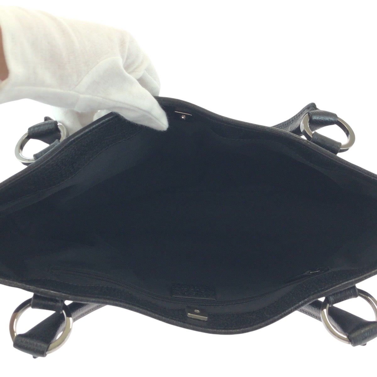 21421
GUCCI グッチ ブラック 黒 シルバー金具 GGキャンバス 113015 トートバッグ ハンドバッグ レディース AB39