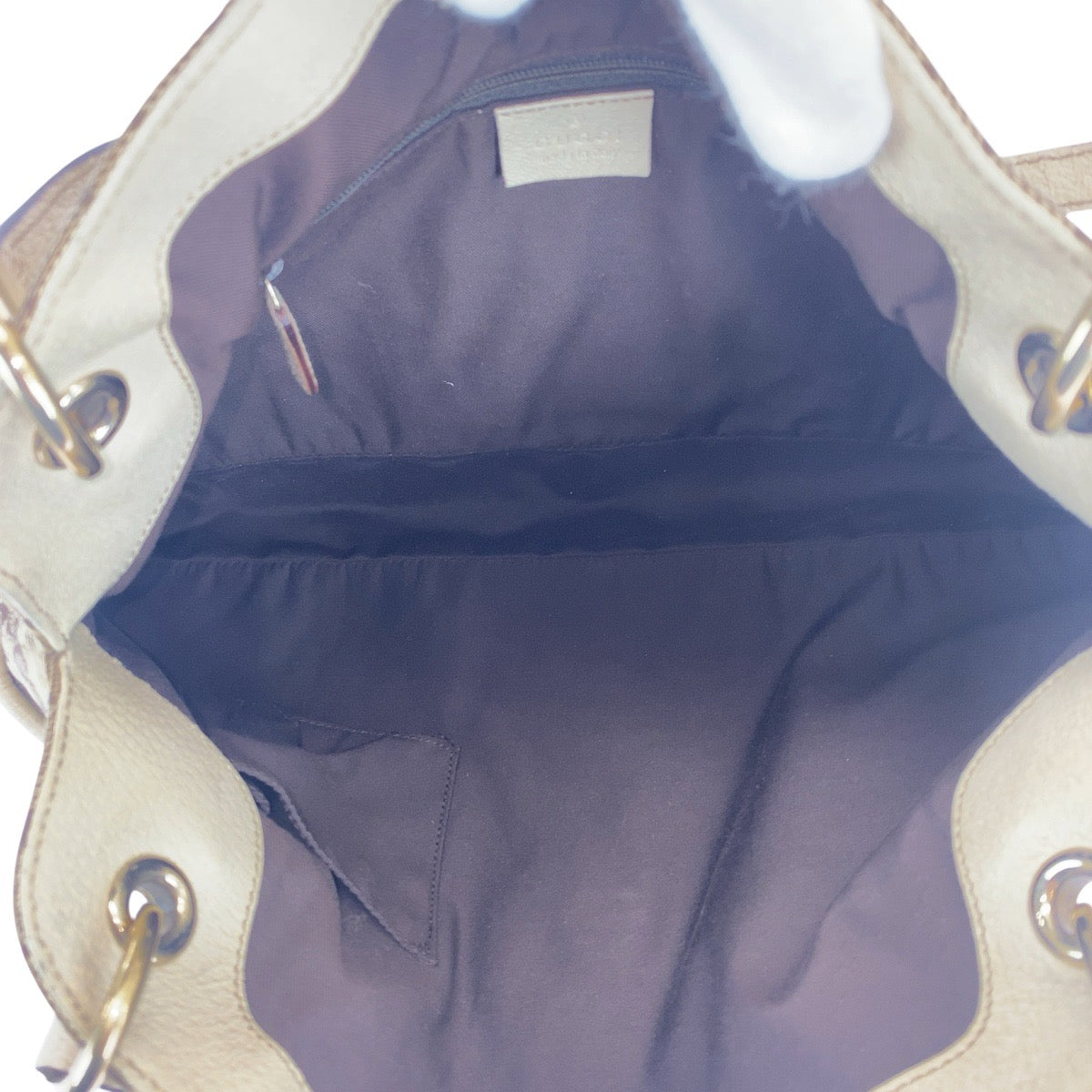 21422
GUCCI グッチ ベージュ アイボリー ゴールド金具 GGキャンバス / レザー トートバッグ ショルダーバッグ レディース AB36