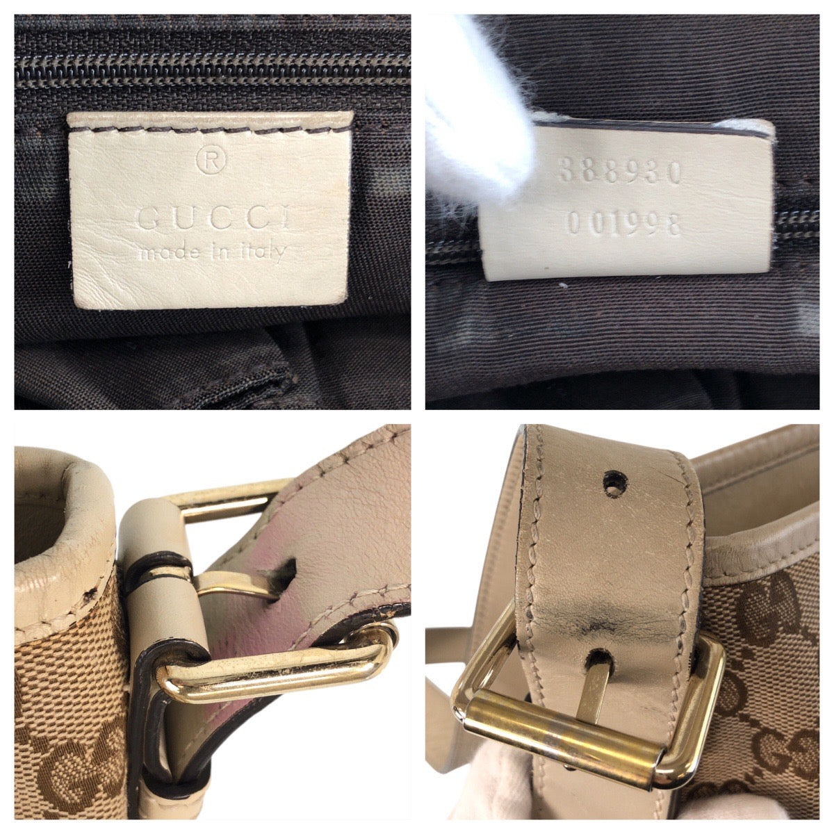 21425
GUCCI グッチ ベージュ アイボリー ゴールド金具 GGキャンバス / レザー 388930 ショルダーバッグ メッセンジャーバッグ レディース AB35