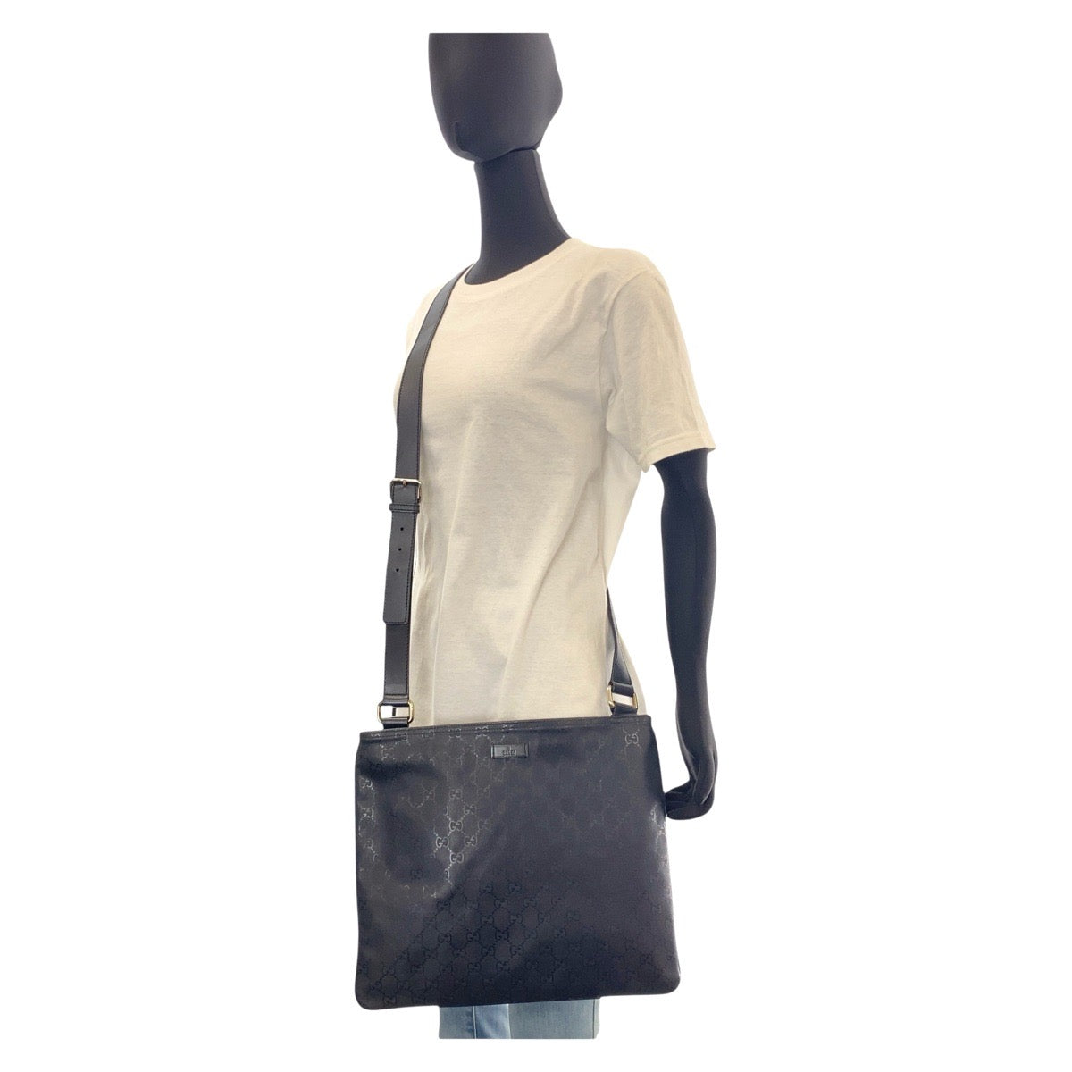 21428
GUCCI グッチ GGインプリメ ブラック 黒 シルバー金具 GGキャンバス / レザー 201446 ショルダーバッグ ポシェット 男女兼用 レディース ABP38