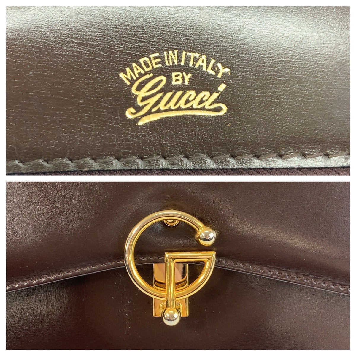 21436
GUCCI グッチ ヴィンテージ ブラウン ゴールド金具 レザー ショルダーバッグ メッセンジャーバッグ レディース ABP32