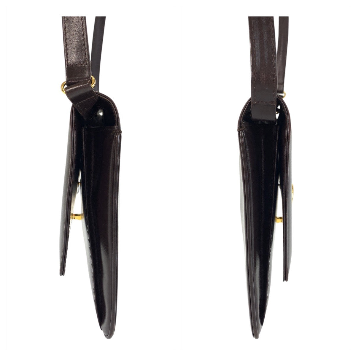 21436
GUCCI グッチ ヴィンテージ ブラウン ゴールド金具 レザー ショルダーバッグ メッセンジャーバッグ レディース ABP32