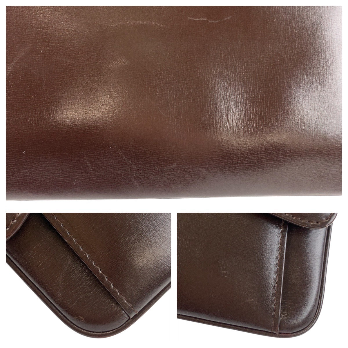 21436
GUCCI グッチ ヴィンテージ ブラウン ゴールド金具 レザー ショルダーバッグ メッセンジャーバッグ レディース ABP32