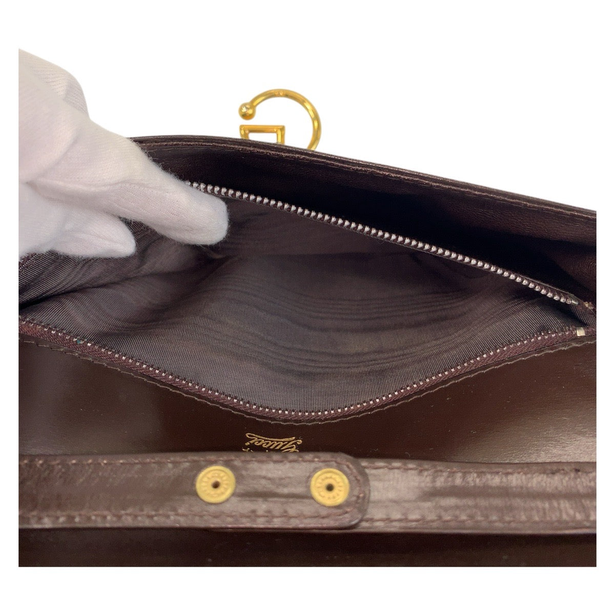 21436
GUCCI グッチ ヴィンテージ ブラウン ゴールド金具 レザー ショルダーバッグ メッセンジャーバッグ レディース ABP32