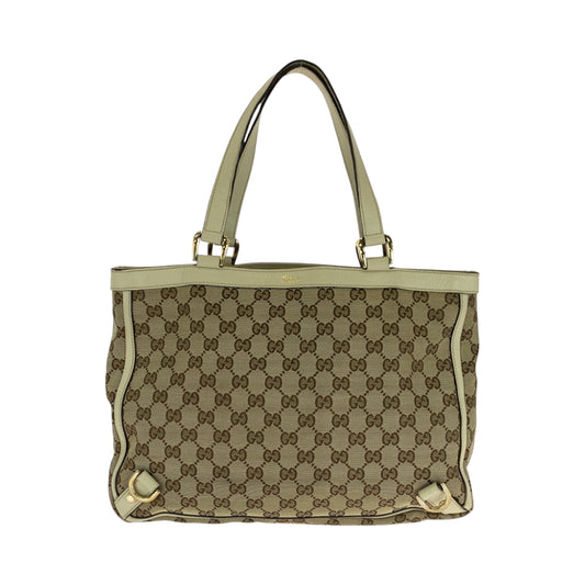 21444
GUCCI グッチ ベージュ アイボリー ゴールド金具 GGキャンバス 170004 トートバッグ ハンドバッグ レディース AB34