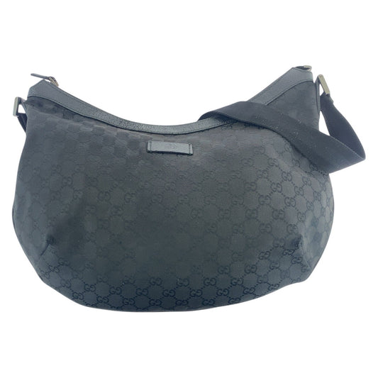 21447
GUCCI グッチ ブラック 黒 シルバー金具 GGキャンバス / レザー 189752 斜め掛け ショルダーバッグ レディース AB20