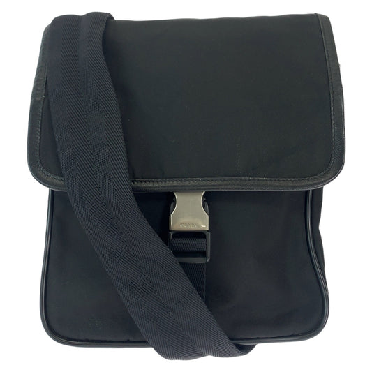 21451
PRADA プラダ テスート 三角ロゴプレート 男女兼用 ブラック 黒 シルバー金具 ナイロン ショルダーバッグ ポシェット レディース B34