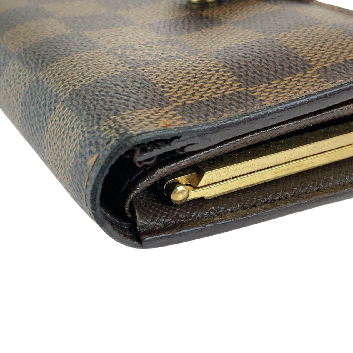 21479
LOUIS VUITTON ルイヴィトン ダミエ エベヌ ポルトフォイユ ヴィエノワ ブラウン ゴールド金具 PVC N61674 がま口 折財布 コンパクトウォレット レディース AB28