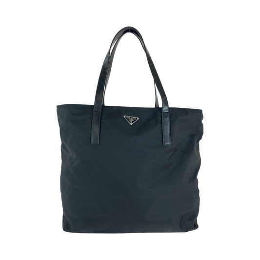 21483
PRADA プラダ テスート 三角ロゴプレート ブラック 黒 シルバー金具 ナイロン トートバッグ ショルダーバッグ レディース AB32