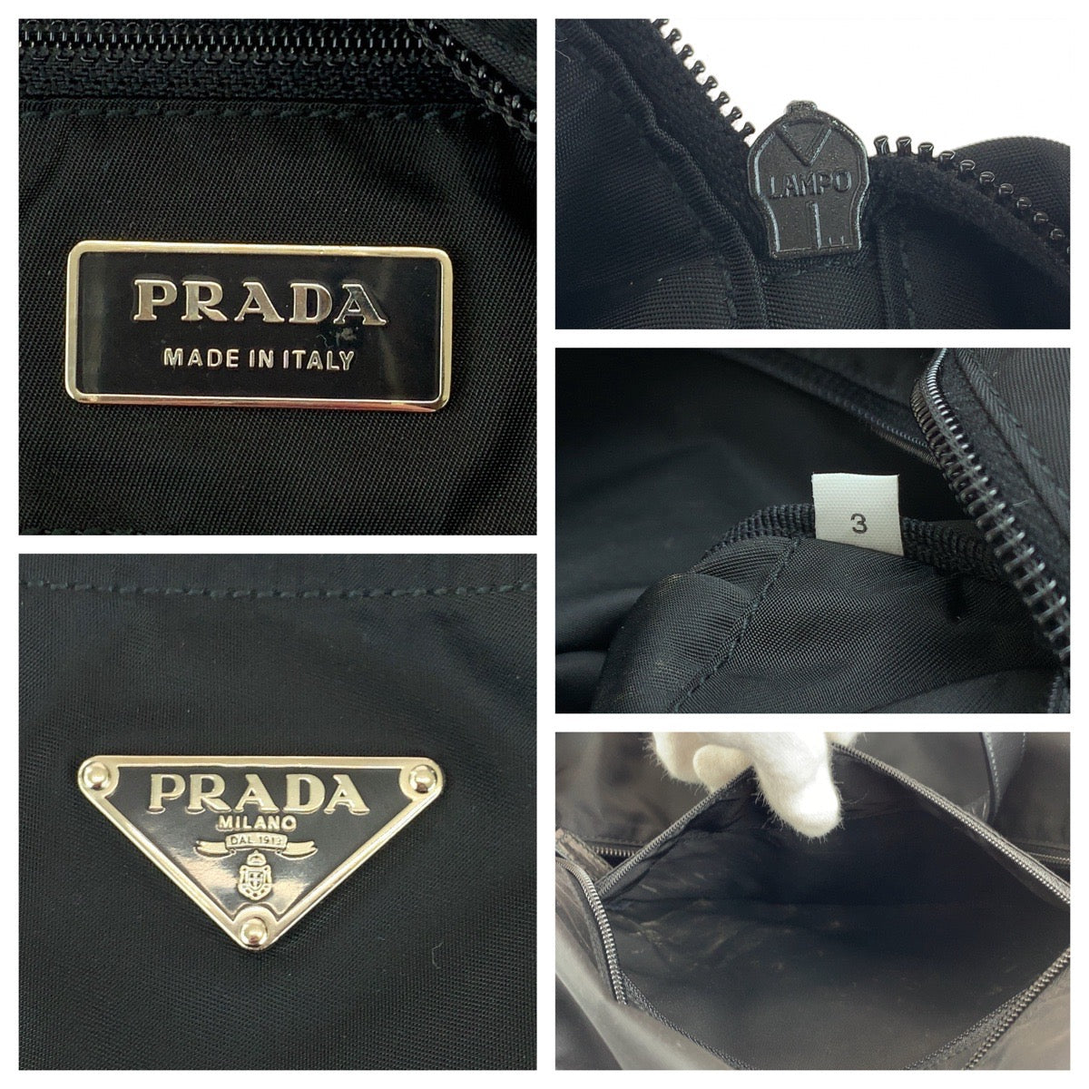 21483
PRADA プラダ テスート 三角ロゴプレート ブラック 黒 シルバー金具 ナイロン トートバッグ ショルダーバッグ レディース AB32