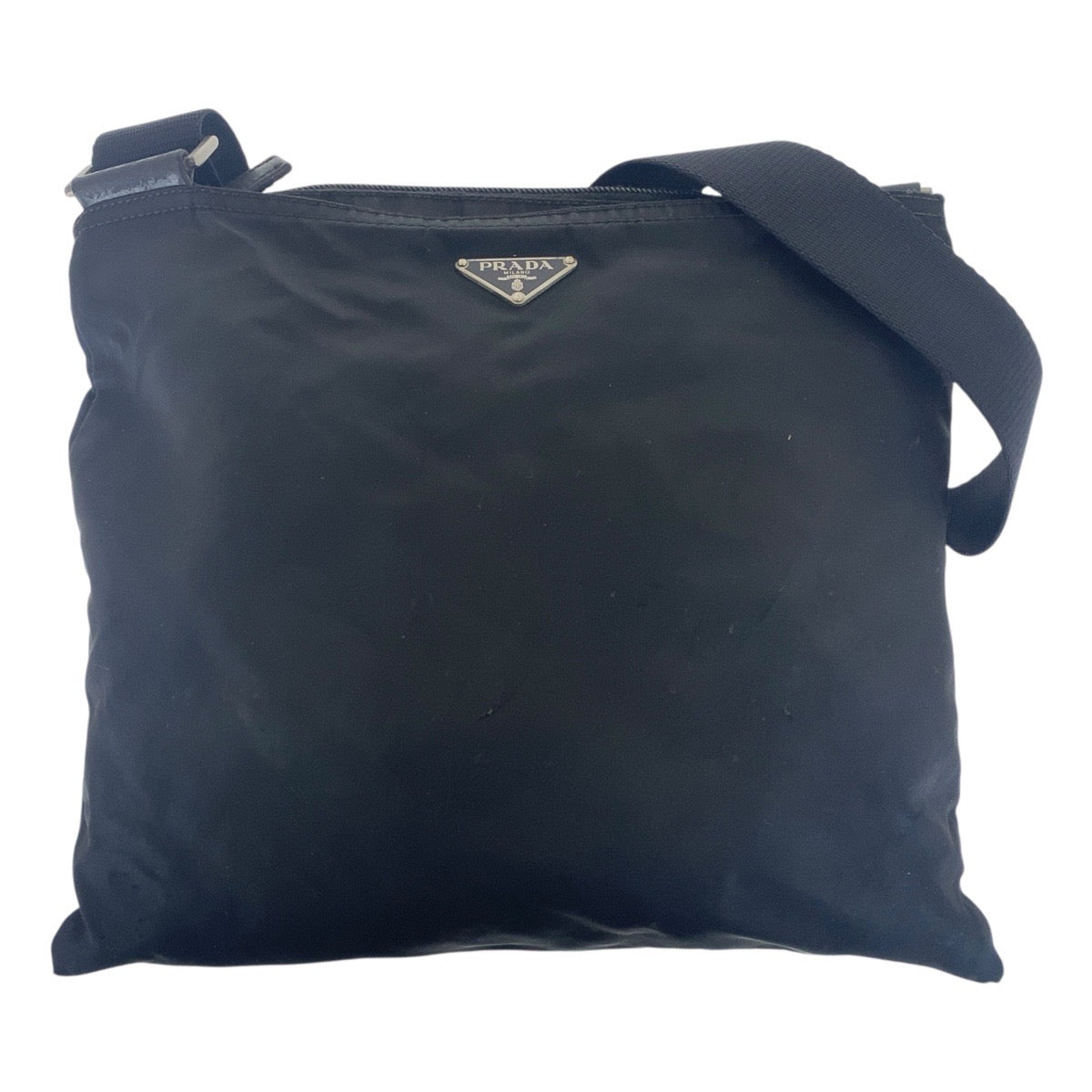 21484
PRADA プラダ テスート 三角ロゴプレート ブラック 黒 シルバー金具 ナイロン ショルダーバッグ メッセンジャーバッグ レディース AB34