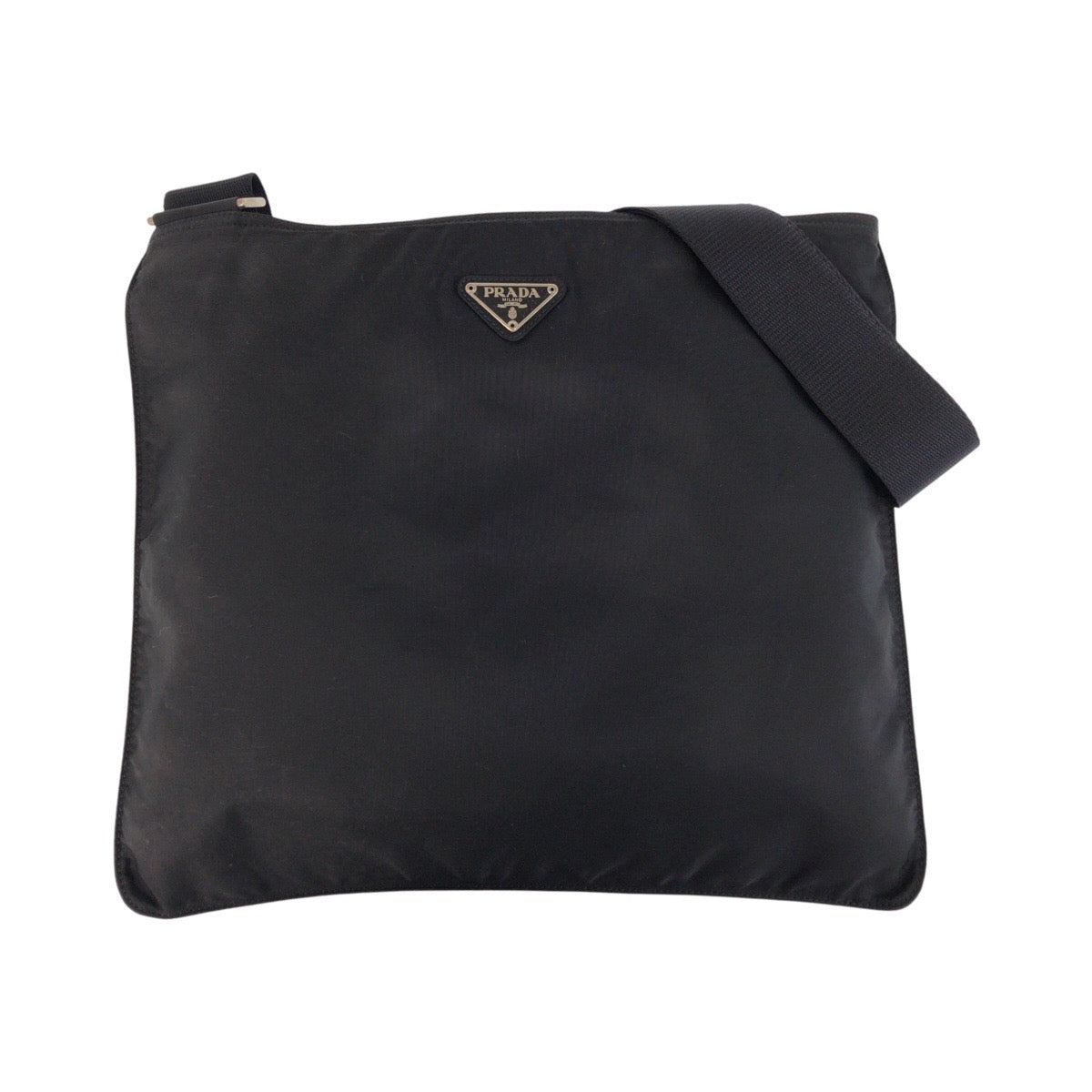 21486
PRADA プラダ テスート 三角ロゴプレート ブラック 黒 シルバー金具 ナイロン ショルダーバッグ メッセンジャーバッグ レディース ABP32