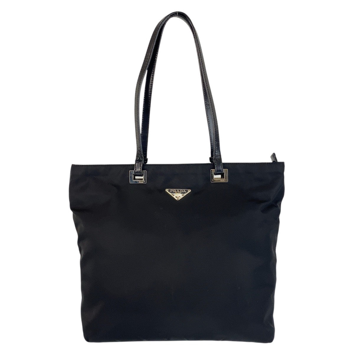 21488
PRADA Tessuto Triangle Logo Plate Black Silver Hardware Nylon / Leather Tote Bag Shoulder Bag Ladies AB32