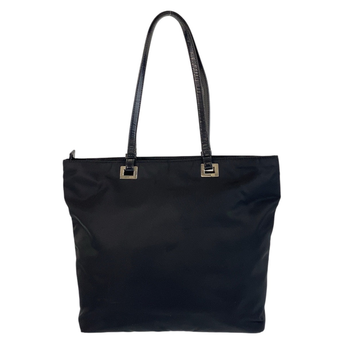 21488
PRADA Tessuto Triangle Logo Plate Black Silver Hardware Nylon / Leather Tote Bag Shoulder Bag Ladies AB32