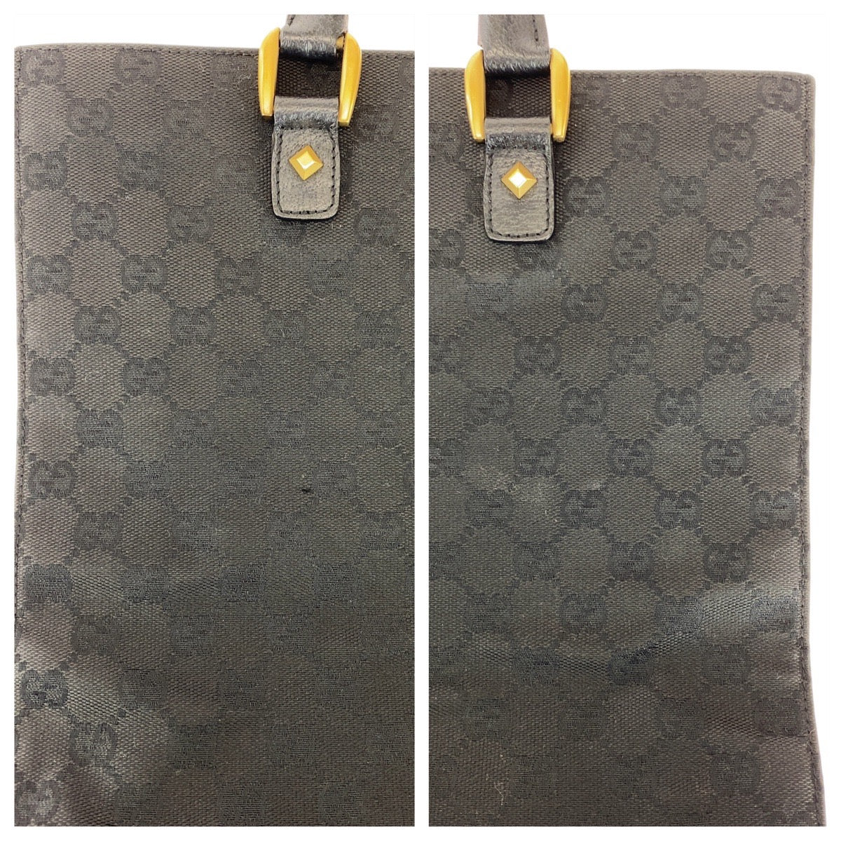 21489
GUCCI Studded Black Gold Hardware GG Canvas / Leather 120898 Tote Bag Shoulder Bag Ladies AB29