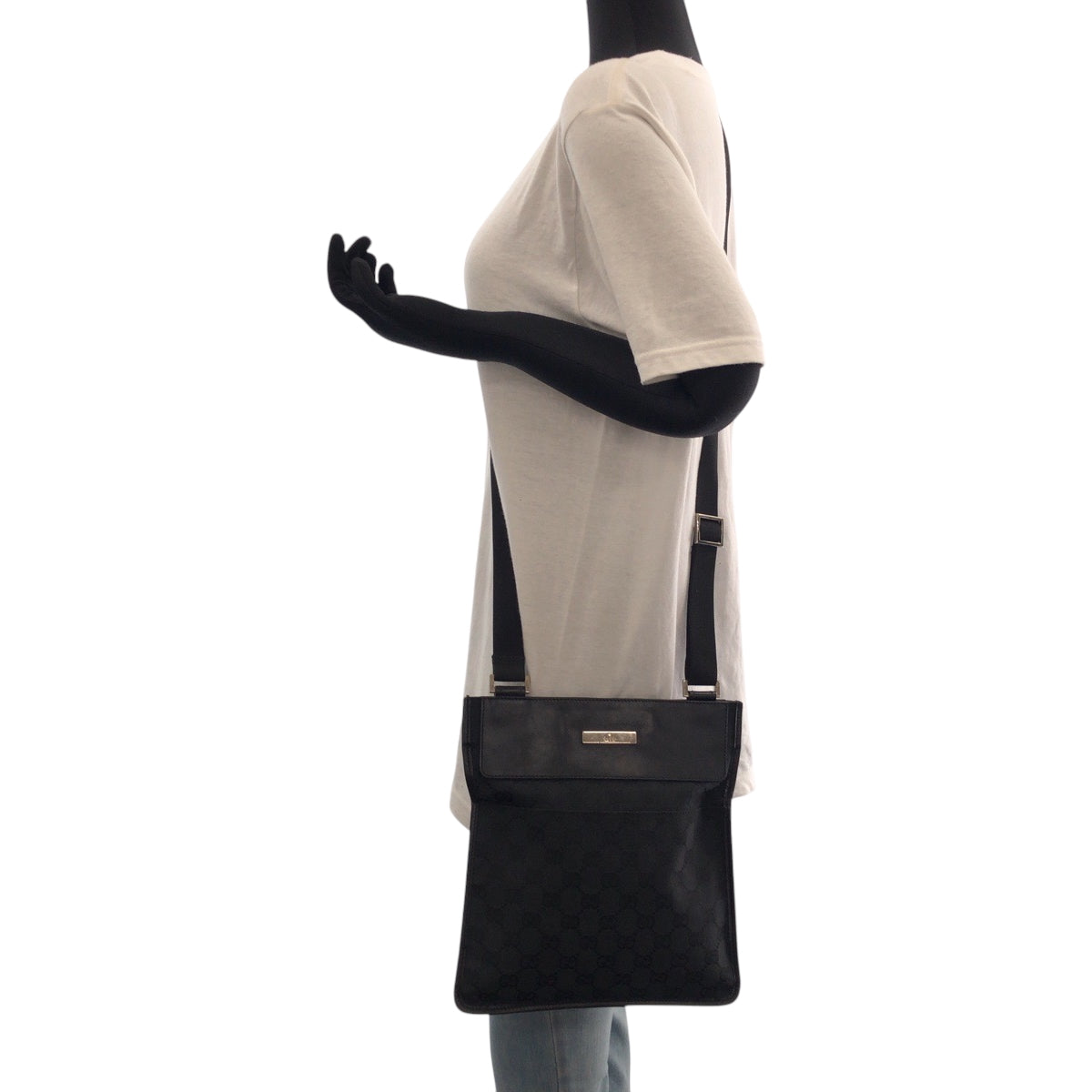 21490
GUCCI グッチ ブラック 黒 シルバー金具 GGキャンバス 019 0348 ショルダーバッグ ポシェット レディース ABP33