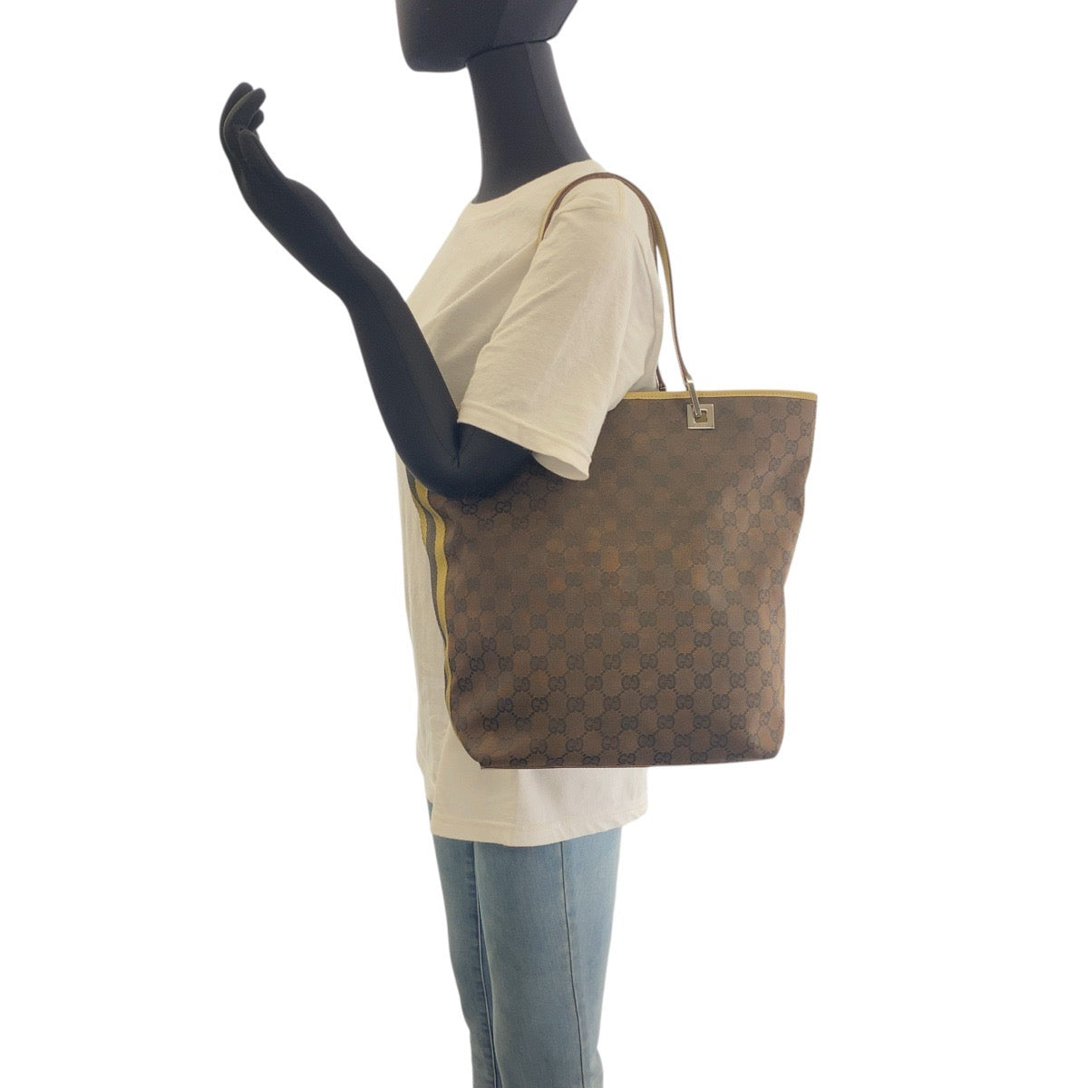 21495
GUCCI Brown Multi-color Silver Hardware GG Canvas / Leather 31243 Tote Bag Shoulder Bag Women's AB26