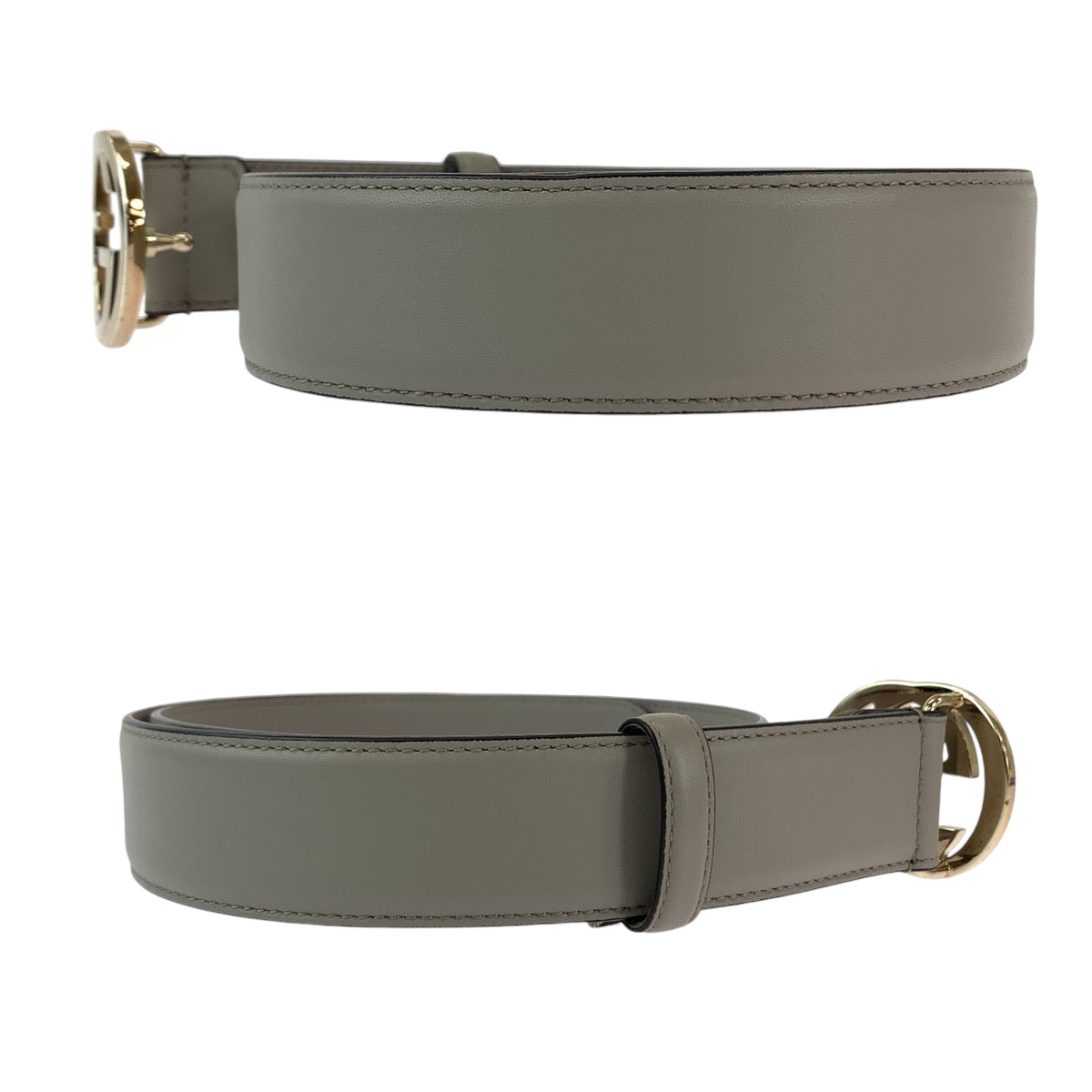 21497
GUCCI グッチ インターロッキング 80cm/32inc グレージュ ゴールド金具 レザー 546386 ベルト メンズ ABP33