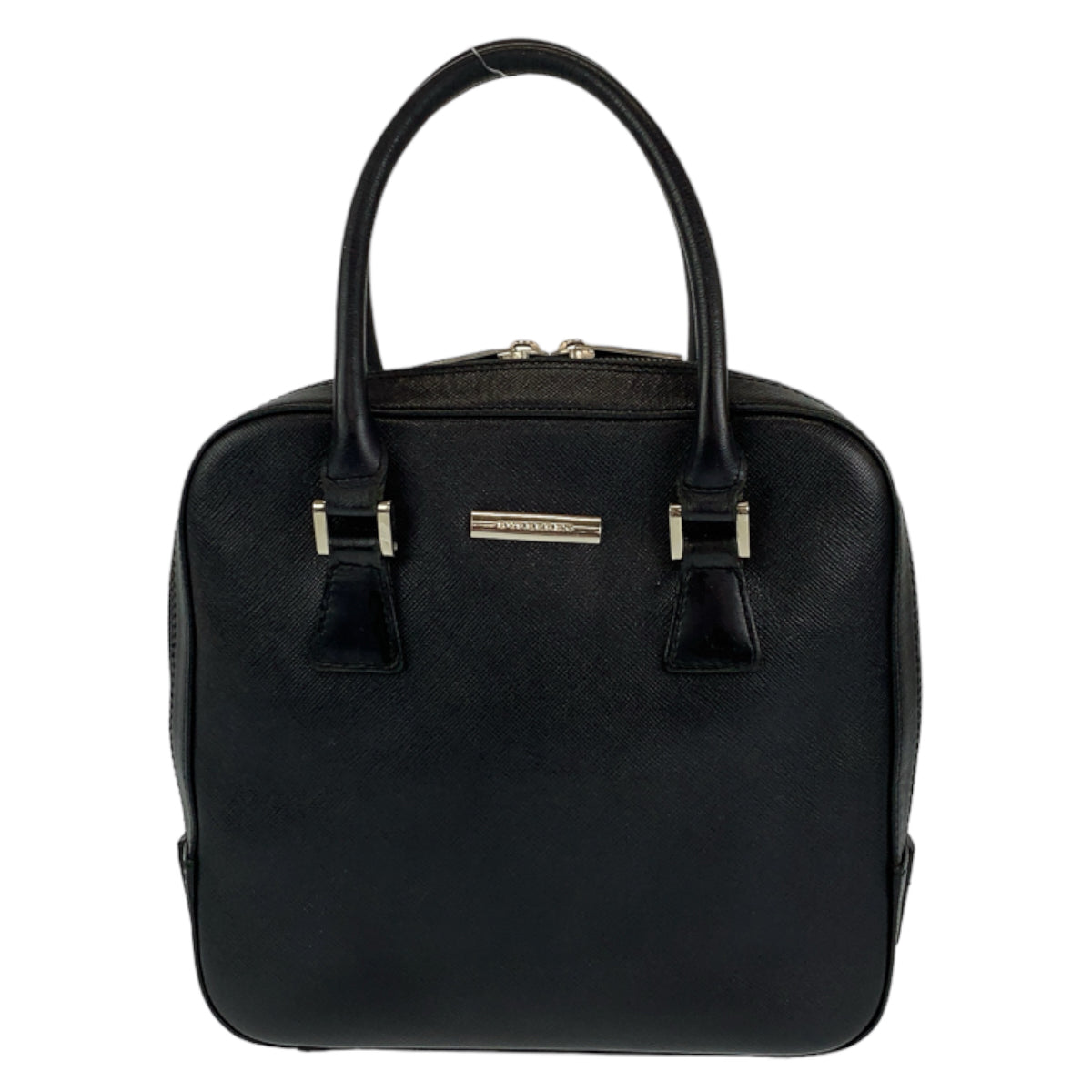 21499
BURBERRY バーバリー 中チェック柄 ブラック 黒 シルバー金具 レザー ハンドバッグ トートバッグ レディース ABP26