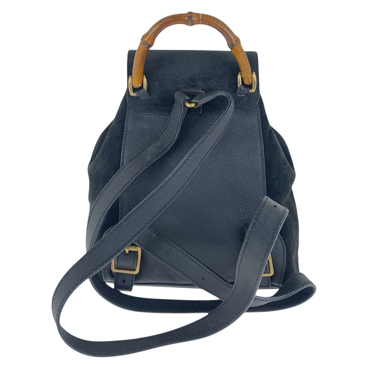 21501
GUCCI グッチ ヴィンテージ バンブー ブラック 黒 ゴールド金具 スウェード 003 2852 0030 0 リュック・デイパック レディース AB30