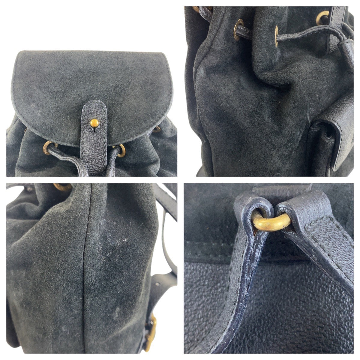 21501
GUCCI グッチ ヴィンテージ バンブー ブラック 黒 ゴールド金具 スウェード 003 2852 0030 0 リュック・デイパック レディース AB30