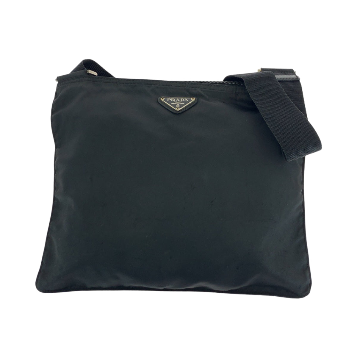 21502
PRADA プラダ テスート 三角ロゴプレート ブラック 黒 シルバー金具 ナイロン ショルダーバッグ サコッシュ レディース AB30