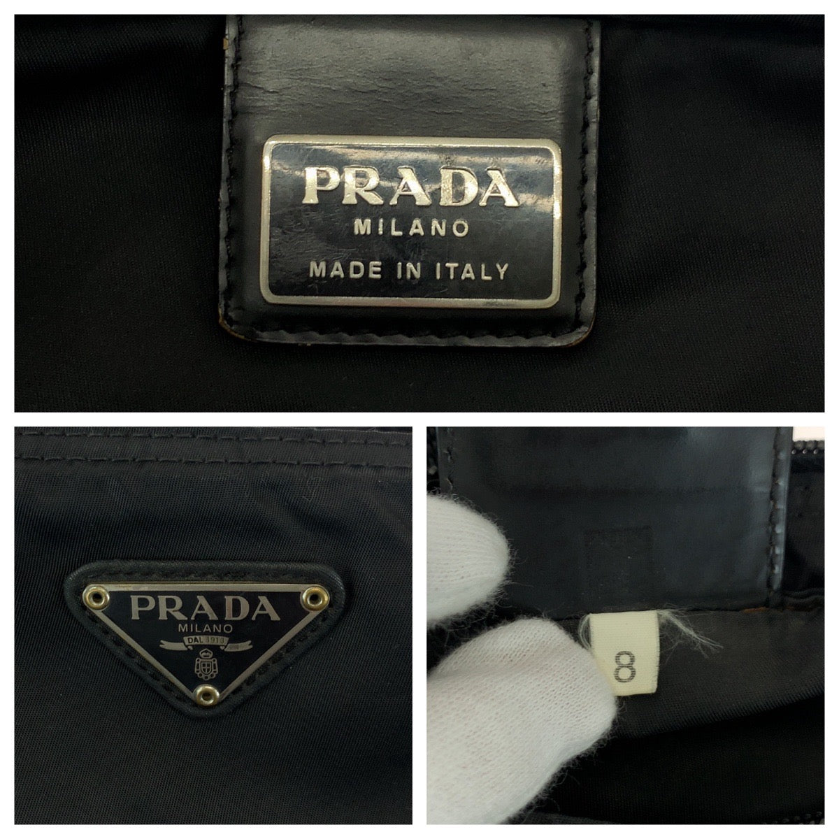 21502
PRADA プラダ テスート 三角ロゴプレート ブラック 黒 シルバー金具 ナイロン ショルダーバッグ サコッシュ レディース AB30