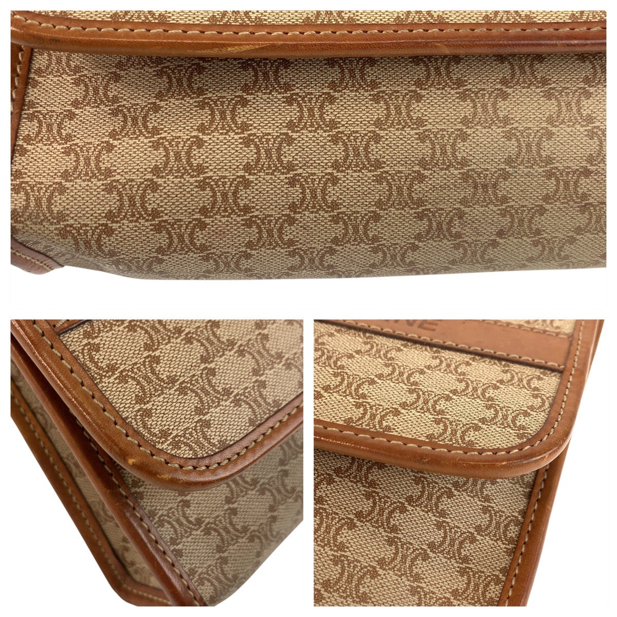 21505
CELINE セリーヌ マカダム ブラウン ゴールド金具 PVC / レザー M08 クラッチバッグ セカンドバッグ レディース AB