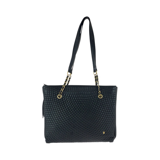 21506
BALLY バリー ヴィンテージ キルティング フリンジ ブラック 黒 ゴールド金具 レザー チェーントートバッグ ショルダーバッグ レディース AB