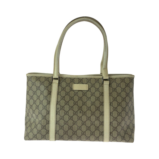21507
GUCCI グッチ ベージュ アイボリー シルバー金具 GGスプリームキャンバス 114695 トートバッグ ショルダーバッグ レディース AB28