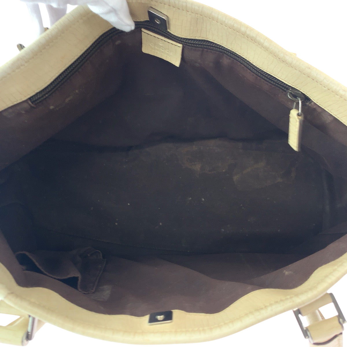 21507
GUCCI グッチ ベージュ アイボリー シルバー金具 GGスプリームキャンバス 114695 トートバッグ ショルダーバッグ レディース AB28