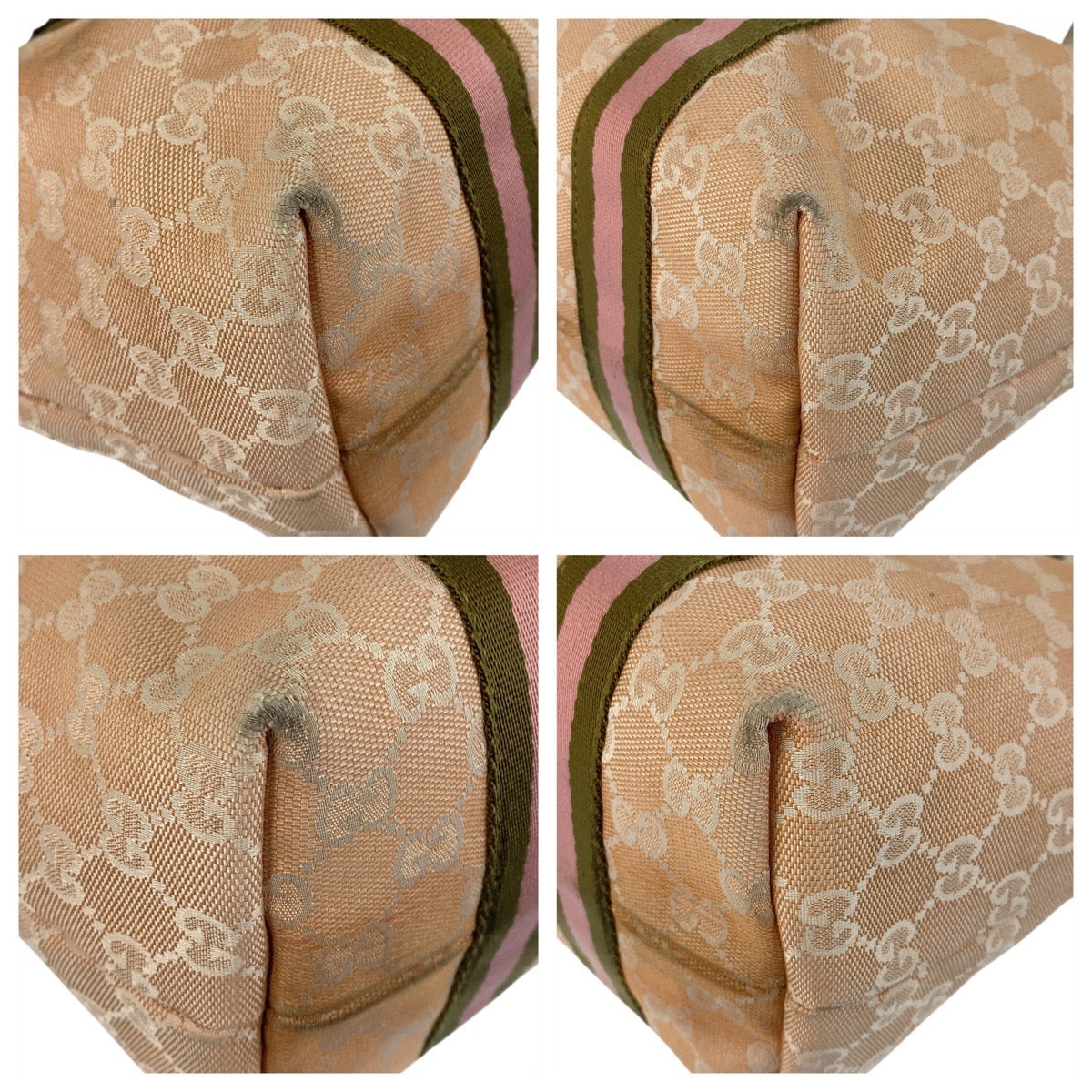 21508
GUCCI グッチ シェリーライン ピンク アイボリー ゴールド金具 GGキャンバス / レザー 137396 トートバッグ ショルダーバッグ レディース AB28