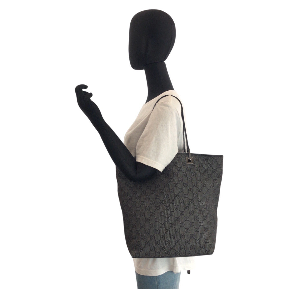 21509
GUCCI グッチ ブラック 黒 GGキャンバス / レザー 31243 トートバッグ ショルダーバッグ レディース AB28