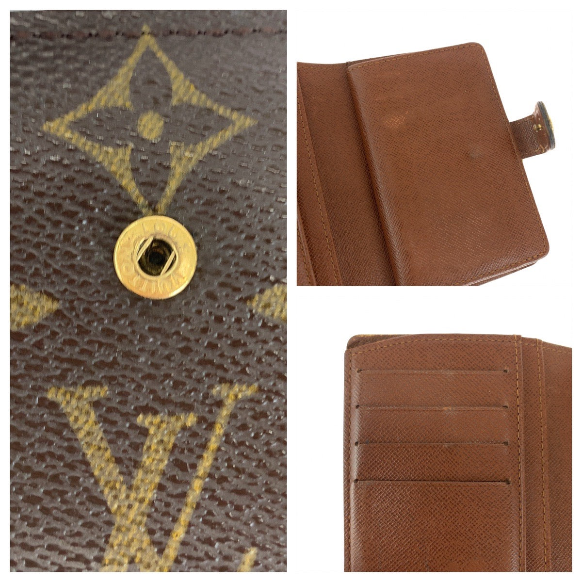 21510
LOUIS VUITTON ルイヴィトン モノグラム ポルトフォイユ ヴィエノワ ブラウン ゴールド金具 PVC M61674 折財布 コンパクトウォレット レディース AB16