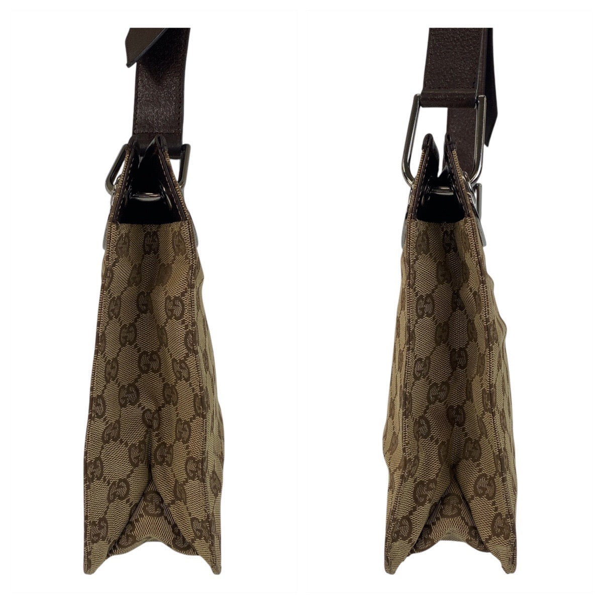 21511
GUCCI グッチ ベージュ ブラウン GGキャンバス / レザー 120841 ショルダーバッグ ポシェット レディース AB28