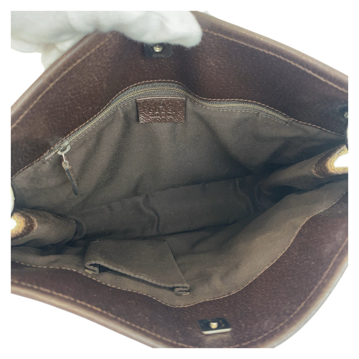 21511
GUCCI グッチ ベージュ ブラウン GGキャンバス / レザー 120841 ショルダーバッグ ポシェット レディース AB28