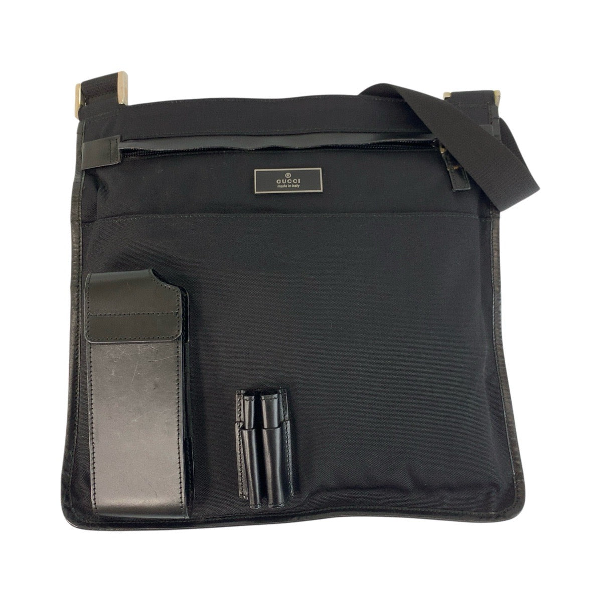 21513
GUCCI グッチ ブラック 黒 シルバー金具 ナイロン / レザー 019 0335 ショルダーバッグ メッセンジャーバッグ メンズ AB20