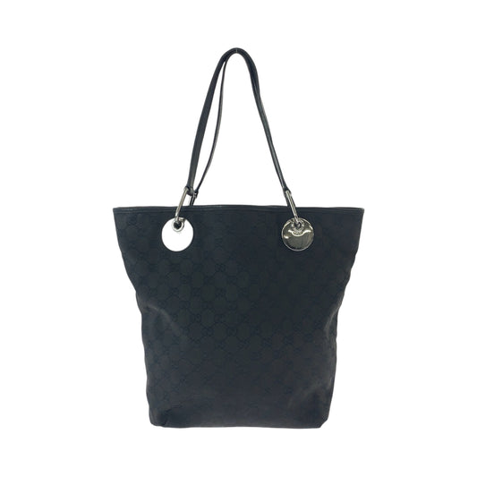 21515
GUCCI グッチ ブラック 黒 シルバー金具 GGキャンバス 120836 トートバッグ ショルダーバッグ レディース AB26