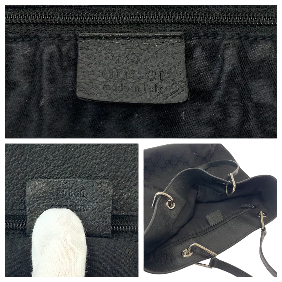 21515
GUCCI グッチ ブラック 黒 シルバー金具 GGキャンバス 120836 トートバッグ ショルダーバッグ レディース AB26