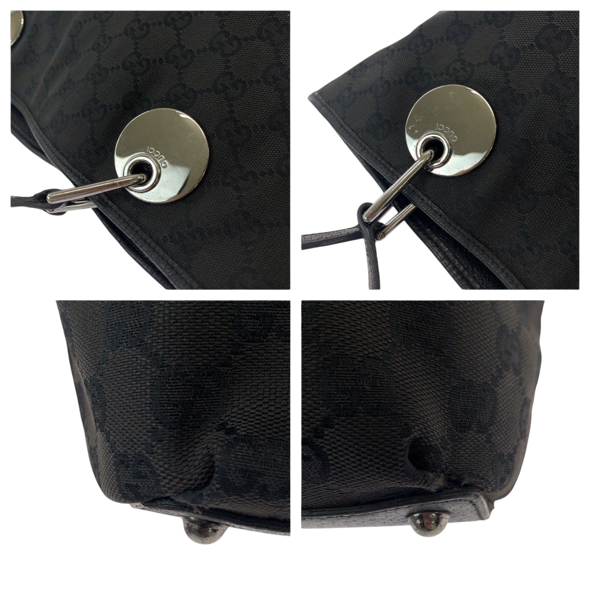 21515
GUCCI グッチ ブラック 黒 シルバー金具 GGキャンバス 120836 トートバッグ ショルダーバッグ レディース AB26