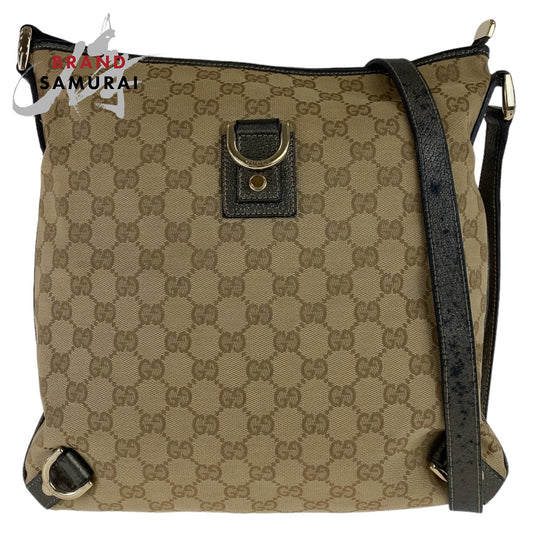 21516
GUCCI グッチ アビー GG柄 ベージュ ブラウン ゴールド金具 GGキャンバス / レザー 131326 斜め掛け ショルダーバック ポシェット レディース AB24