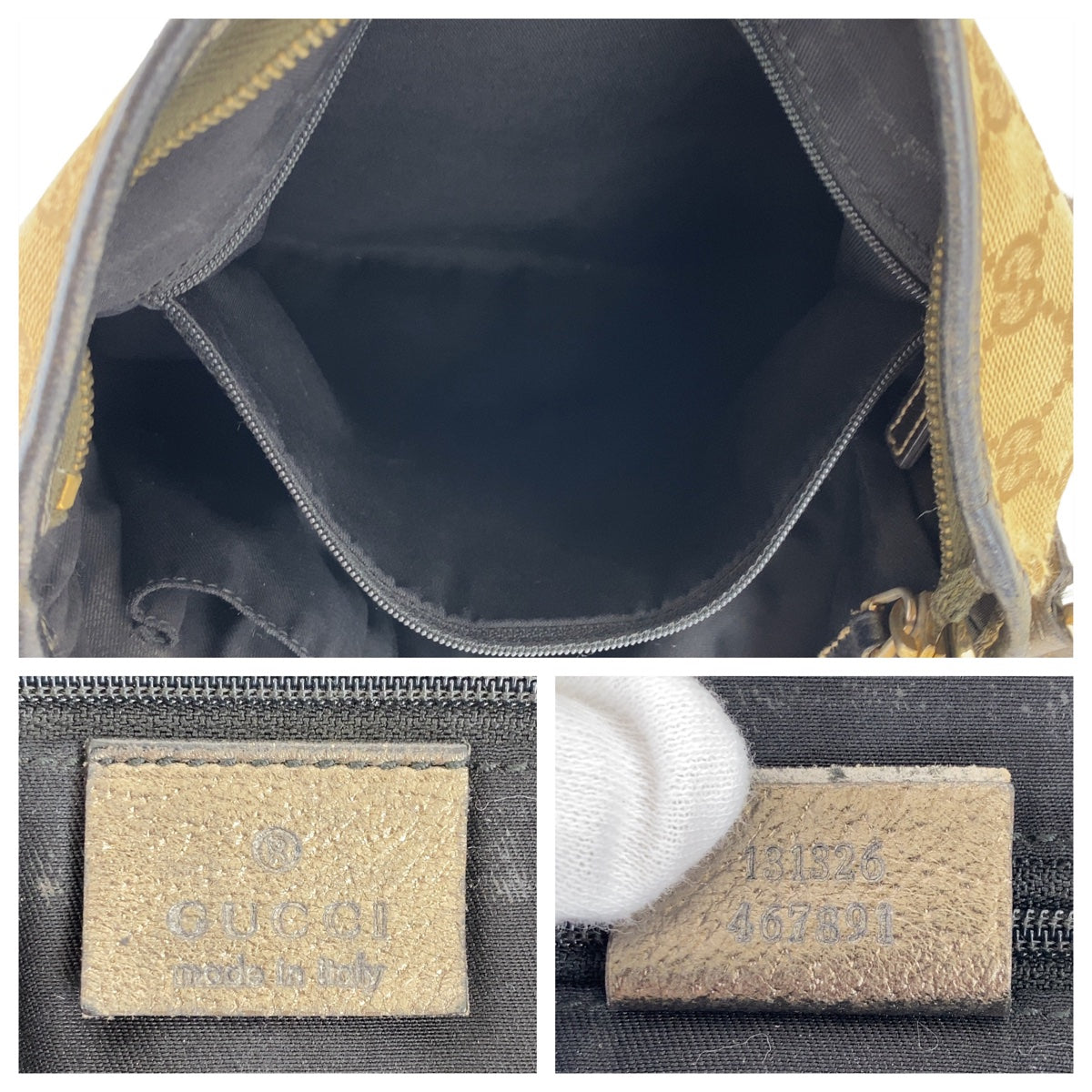 21516
GUCCI グッチ アビー GG柄 ベージュ ブラウン ゴールド金具 GGキャンバス / レザー 131326 斜め掛け ショルダーバック ポシェット レディース AB24