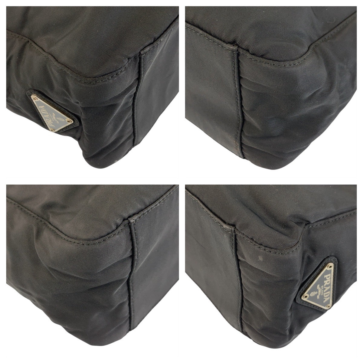 21517
PRADA プラダ テスート 三角ロゴプレート ブラック 黒 シルバー金具 ナイロン トートバッグ ショルダーバッグ レディース AB27